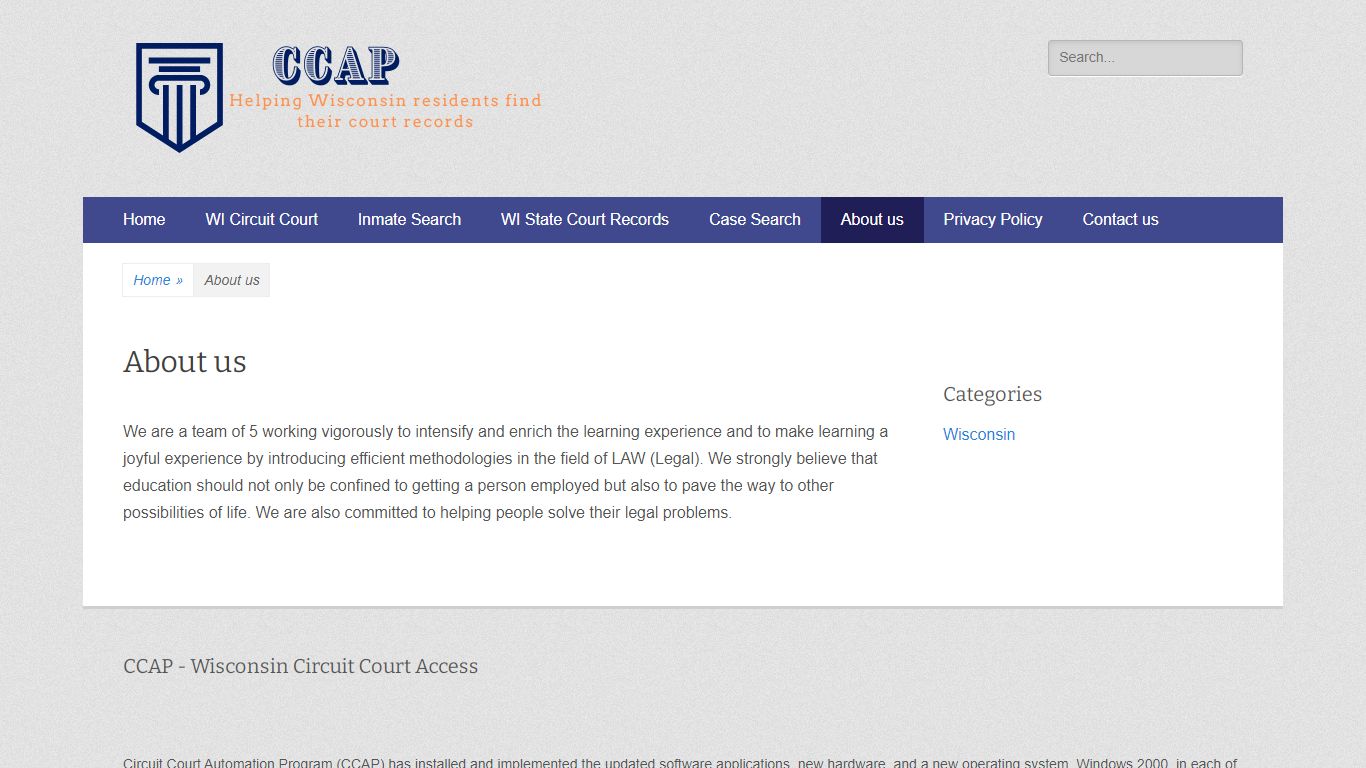 About us - CCAP Wiscoinsin